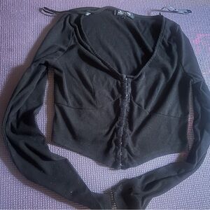 Mixed threads girls small Black Long Sleeve corset crop top